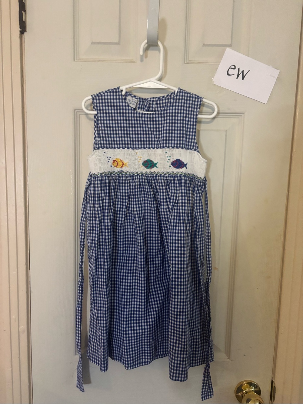 Strasburg Blue Gingham Smocked Fish Sundress